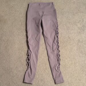 ALO Yoga Lavender Leggings with Open Side Weave Detailing S